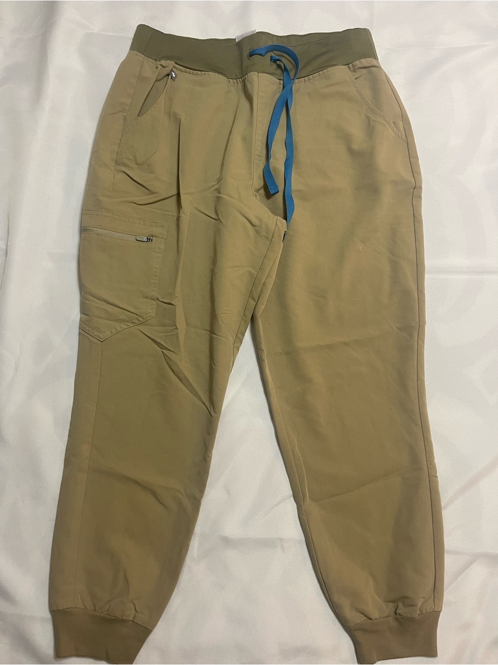 FIGS Zamora High Waisted 2.0 Jogger Pants Sandstone Large Petite